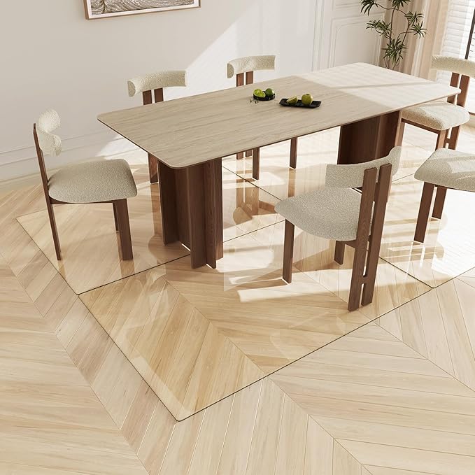 Koonmi Tempered Glass Chair Mat 40"x60" - Premium Office Chair Mat for Hardwood Floors & Low-Pile Carpet with 4 Non-Slip Pads - Thick Scratch-Resistant Surface