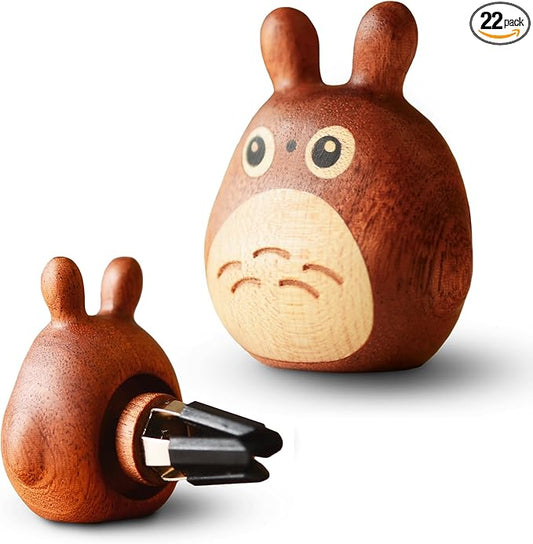 Handmade wooden Car Diffuser for Essential Oils and Refillable Air Freshener with Vent Clip Automotive Interior Chinchilla Cartoon and Festival Present Box