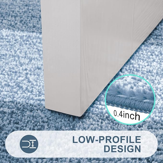 Kitinjoy Indoor Outdoor Door Mat, 48x32 Non-Slip Absorbent Dirt Trapper, Low-Profile Washable Inside Entrance Front Floor Mat, Sturdy Soft Entry Doormats for Entryway, Light Blue