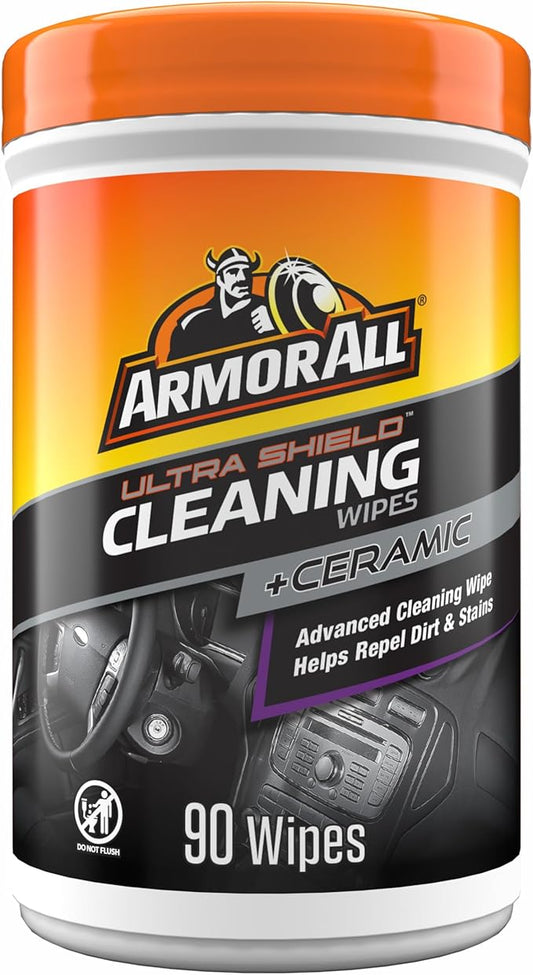 Armor All Ultra Shield + Ceramic Cleaning Wipes by Armor All, Car Interior Cleaner Wipes with Stain-Repelling Technology, 90 Count