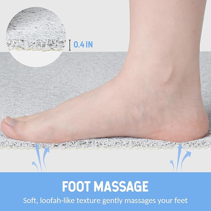 Non-Slip Bathtub Mat, 2 Pack Anti Slip Shower Mat, Fast Drying Bathtub Mats, Foot Scrubber Mat, Anti Slip Mat for Tub, Floor, Bathroom, Kitchen, Home, Hotel (White 24"×16"+24"×16")