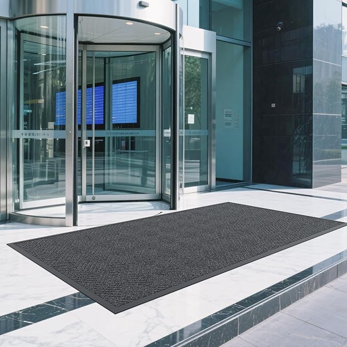 Front Door Mat, 5' x 4' Heavy Duty Indoor Outdoor Doormat, Non-Slip Backing Welcome Mats for Entryway, Low Profile, Commercial Door Mats