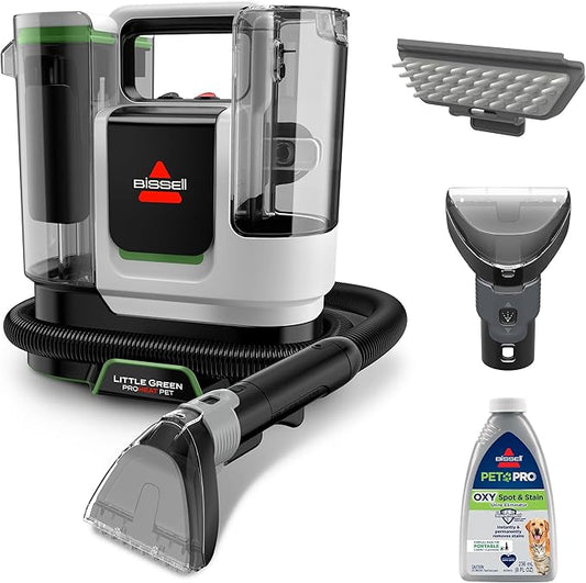 BISSELL® Little Green® Proheat® Pet, Portable Deep Cleaner with Heated Cleaning Technology, Self-Cleaning Tough Stain Tool and Pet Pro Oxy Triple Action Formula Included, 3969