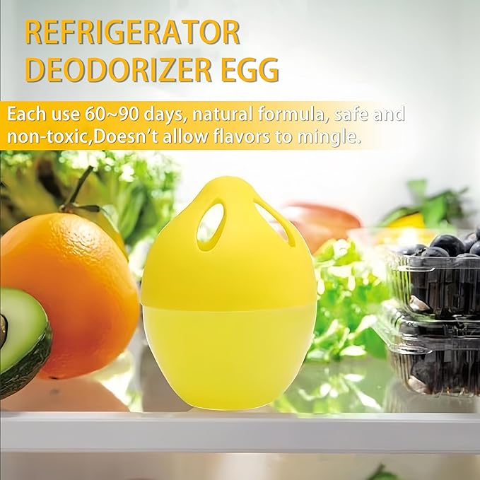 Refrigerator Deodorizer, Fridge Deodorizer More Effective Than Baking Soda, Refrigerator Odor Absorber for Refrigerator Freezer and Freezer Compartments, Natural Gel，(4 Pcs/Lemon Flavor)