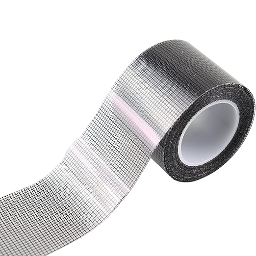 2IN Wide (16.4Ft/5.46Yd/Roll) Window Screen Repair Tape for Windows or Doors, 3-Layer Design - Adhesive Fiberglass Mesh Patch Waterproof Tape, Easy to Cut & Apply, Black, 1 Roll