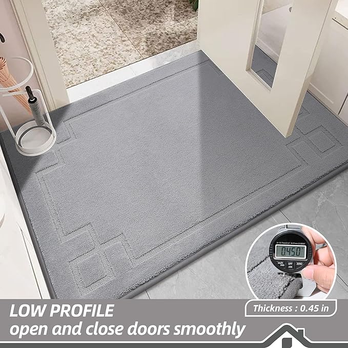 BEQHAUSE Door Mat 24" x 36", Non-Slip Door Mats Indoor Entryway Rugs Washable Low-Profile Absorbent and Stain Resist Floor Mats, Dog Door Mat for Front Back Door, Muddy Wet Shoes & Paws, Light Grey