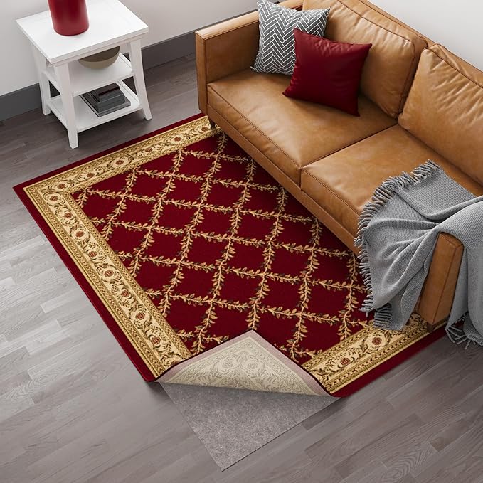 Ottomanson 2' x 3' Non-Slip Rug Pad Gripper 1/4 Inch Thick Dual Surface Felt + Rubber Gripper - Safe for All Floors, Brown