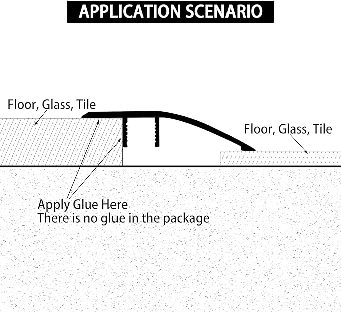 Gaahing Aluminum Floor Transition Threshold Strip, Bridge The Height Gap Between 0.2 to 0.5 inches for Doorway Ramp Tiles Laminate Planks (2Pcs x 35.4in x 1.7in, Matte Black)