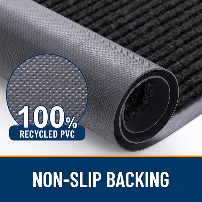 OLANLY Front Door Mat Indoor Outdoor Entrance, Waterproof Heavy Duty Doormat, Fade Resistant, Low Profile, Easy Clean Patio Porch Welcome Floor Mats for Entry, 40x32, Black