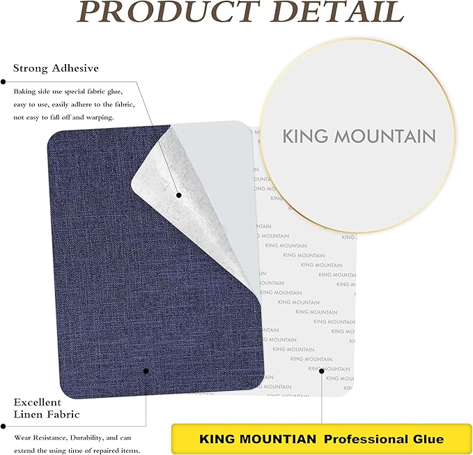 Fine Linen Repair Patches, Self-Adhesive Linen Fabric Patches, 8X11 inch Extra Size, Multi Color, Can be Used for Linen Sofa Repair and Linen Clothes Repair(8" x 11", Dark Blue 1.0)