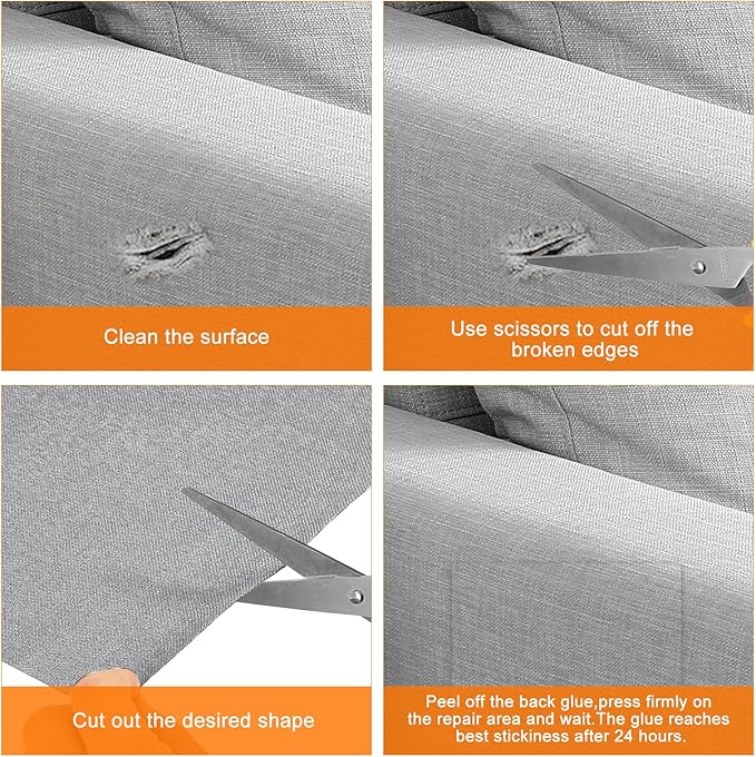 Repair Patches Repair Tape Self-Adhesive DIY Repair Patch Linen Gear Patch for Sofa, Furniture, Chair, Clothing,Tents,35x79 Inch,Slight Blue