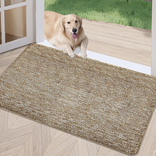 REFETONE Indoor Doormat, Front Door Mat 24"x36" Absorbent Rubber Backing Non Slip Back Door Mats, Washable Low-Profile Inside Floor Mat Door Rugs for Entryway, Resist Dirt Mud Mat for Dogs, Coffee