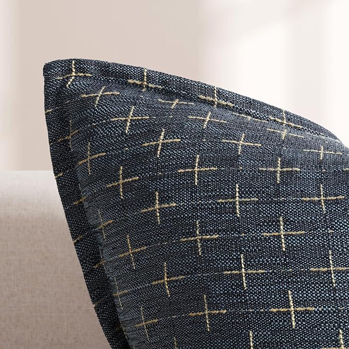 ZWJD Pillow Covers 16x16 Set of 2 Soft Polyester Textured Pillow Covers with Stylish Flange Edge Cozy Farmhouse Throw Pillows for Couch Bed Sofa Living Room
