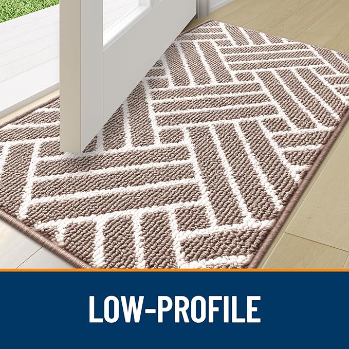 OLANLY Runner Indoor Door Mat, 59x23 Inch, Dirt Resistant and Absorbent, Non-Slip Rubber Backing Floor Mats, Easy Clean Low-Profile Doormat for Entryway, Front Door, and Inside Entrance, Brown