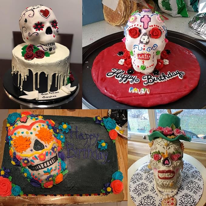 JETKONG Extra Large Silicone Skull Cake Mold Haunted Skull Baking Cake Pan for Halloween and Birthday Party