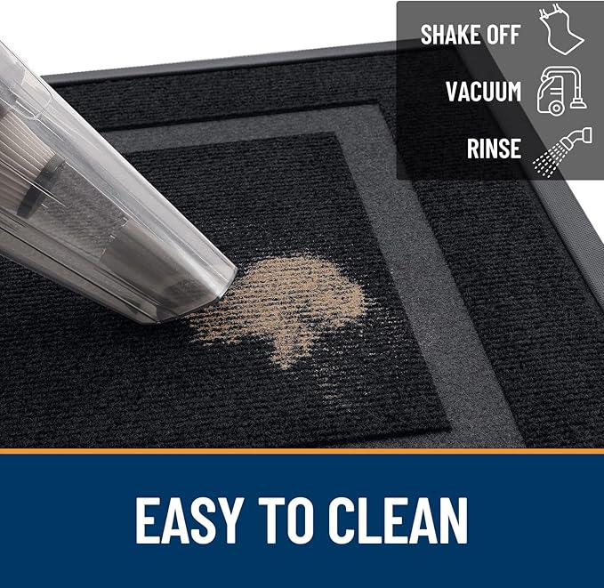 OLANLY Front Door Mat Indoor Outdoor Entrance, Waterproof All-Season, All-Weather Doormat, Sturdy Natural Rubber, Fade Resistant, Low Profile, Easy Clean Patio Porch Entryway Mat, 59x35, Black