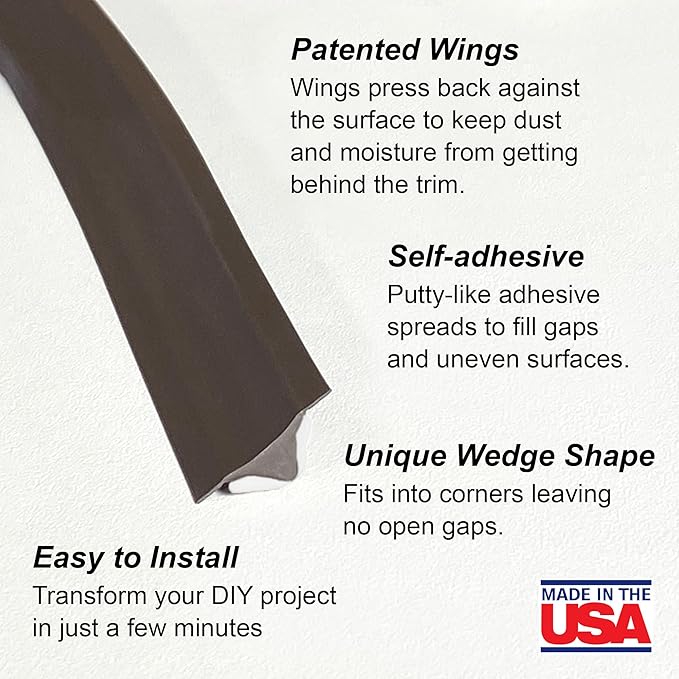 InstaTrim Bronze New & Improved Caulk Trim, 3/4" by 10 ft, Flexible, Water-Resistant for Bathroom, Floors, and Walls | Easy Installation | No Mess, Stain Resistant, Made in The USA