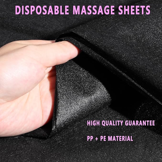 Disposable Bed Sheets 100 Pcs 31" x 71" Massage Table Sheets Non Woven Fabric SPA Bed Cover Breathable for Massage Beauty Tattoos（Black）