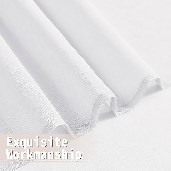 Tollpiz Sheer Curtain Closet Linen Textured Curtain Sheers Doorway Light Filtering Voile French Door Rod Pocket Curtains Patio Glass Door, 25 x 80 inches Long, White, Set of 1 Panel