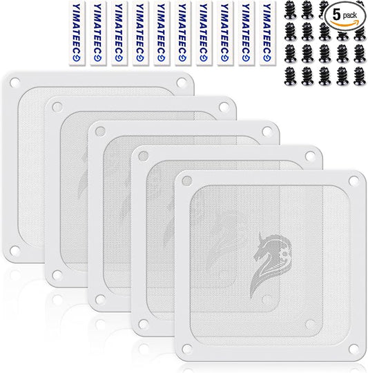 140mm Fan Filter PC Dust Filter Computer Fan Grills Dust Mesh Magnetic Frame PC Case Cover Dustproof PVC 50 Mesh(PVC, Gentleman Aesthetic, 140 * 140mm, 5pcs, White)