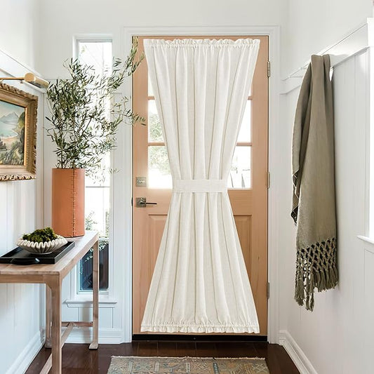 NICETOWN Linen Sheer Door Curtain Panel for French Doors, Privacy Kitchen Window Coverings Shades for Front Back, Light Filtering Rod Pocket Shades, W52 x L72 Inches, 1 PC
