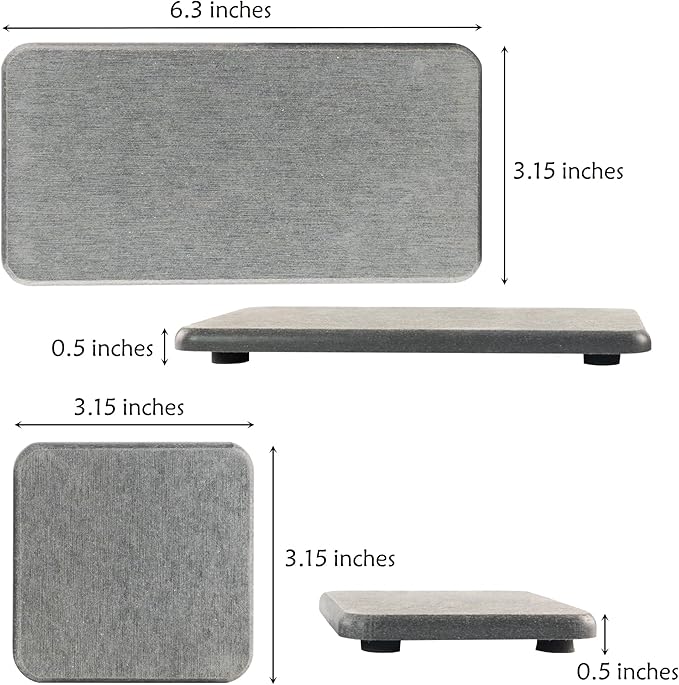 Set of 4 Water Absorbent Diatomite Coasters, Diatomaceous Earth Kitchen Soap Dish, Bathroom Trays, Water Absorbing Stone Used for Hand Soaps & Plants & Toiletries in The Modern Home