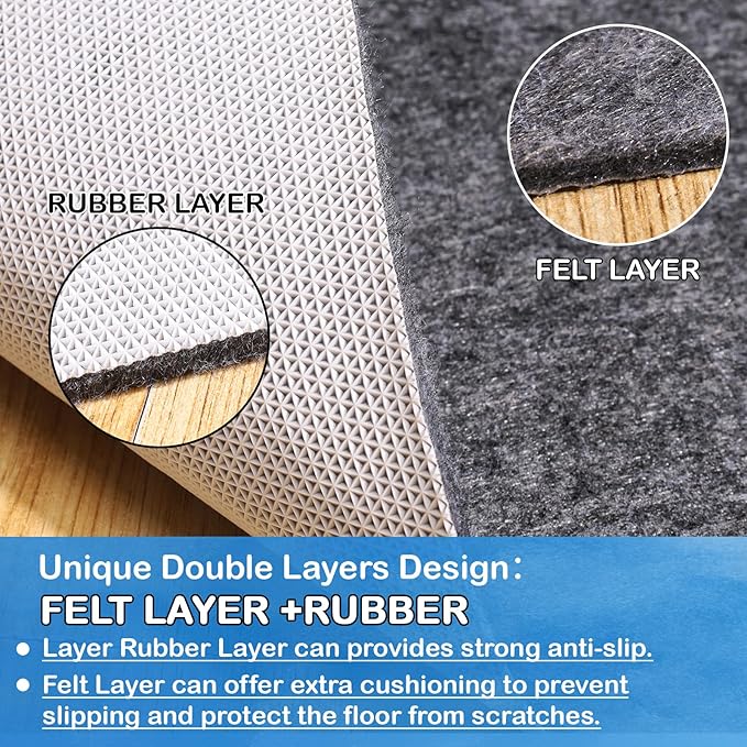 Non-Slip Rug Pads 1/4” Thick, 9x12Ft Waterproof Rugs Non Skid Rug Pad for All Floors and Finishes Durable Hardwood Floor Protective Felt Keeps Rugs in Place, Safe and Secure