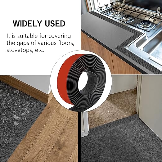 16.4Ft Floor Transition Strip Self Adhesive Vinyl Cover Floor Strip Flat Divider Transition Strip Wood Grain Design for Laminate Floor Gaps and Doorway Transitions (16.4Ft x 2 Inch, Gary)