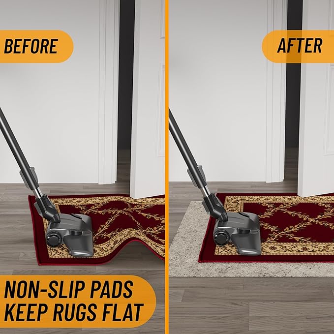 Ottomanson 7'8" x 12' Non-Slip Rug Pad Gripper 1/12 Inch Ultra Thin Dual Surface Felt + Rubber Gripper - Safe for All Floors, Cream