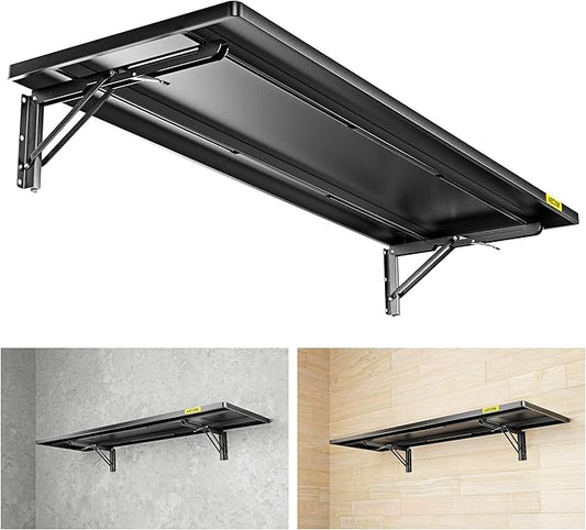 1.2x3ft Adjustable Rail Type Folding Storage Rack Shelf, Suitable for Garage, Storage Room, Kitchens Wall Shelf,Garage Storage Rack Floating Shelves,Folding Panels (1pcs-Black)
