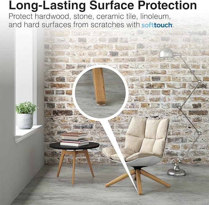 SoftTouch Heavy-Duty Felt Furniture Pads – 2" Round Self-Adhesive Floor Protectors for Hardwood, Tile & Laminate – Scratch-Resistant, Linen, 6 Pack