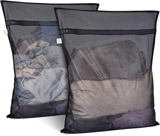 2 Pack Mesh Laundry Bags 24 x 32 inch Laundry Garment Bag Mesh Large Lingerie Wash Bags Zippered Garment Washing Net for Underwear Hosiery Blouse Sweater Dress