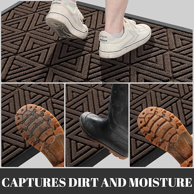 Yimobra Front Door Mat Outside Entrance 72 x 24, Waterproof and Washable Outdoor Mat, Non Slip Rubber Backing, Heavy Duty Welcome Matt for Home Entry Floor Porch Garage Office, Low Profile, Brown