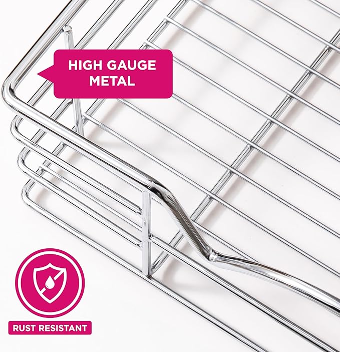 HOLDN’ STORAGE Heavy-Duty Premium Collection Pull Out Cabinet Organizer, Cabinet Drawer Slide Outs, Lifetime Limited Warranty - Basket Size 14" W x 21" D x 5" H, Anti-Rust Chrome Finish