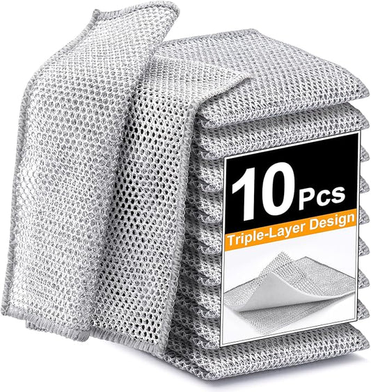Non Scratch Wire Dishcloth, Multipurpose Wire Dishwashing Rag for Wet and Dry, Multifunctional Dish Rags for Washing Dishes Kitchen Cleaning