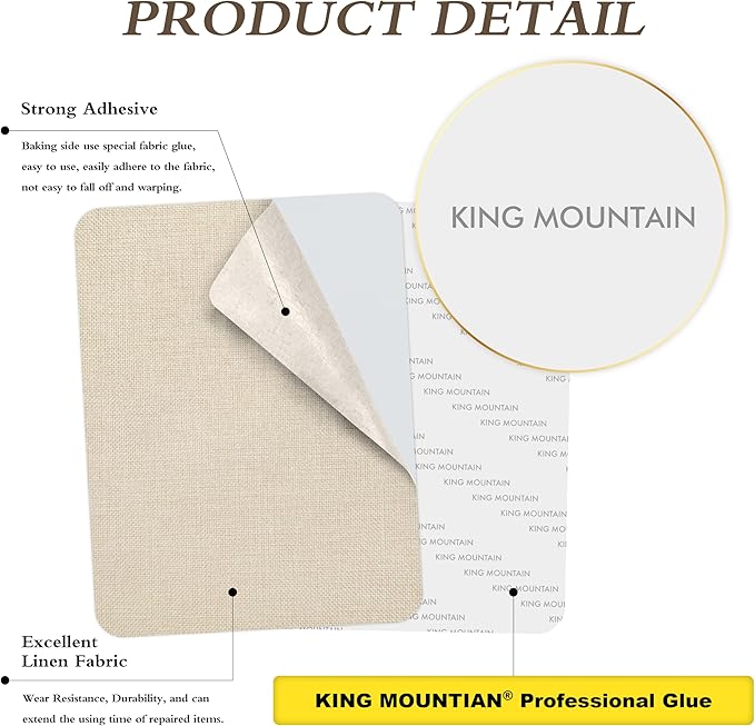 Coarse Linen Repair Patches, Self-Adhesive Linen Fabric Patches, 8X11 inch 2 PCS, Multi Color, Can be Used for Linen Sofa Repair and Linen Clothes Repair(8" x 11"-2PCS,Light Beige)
