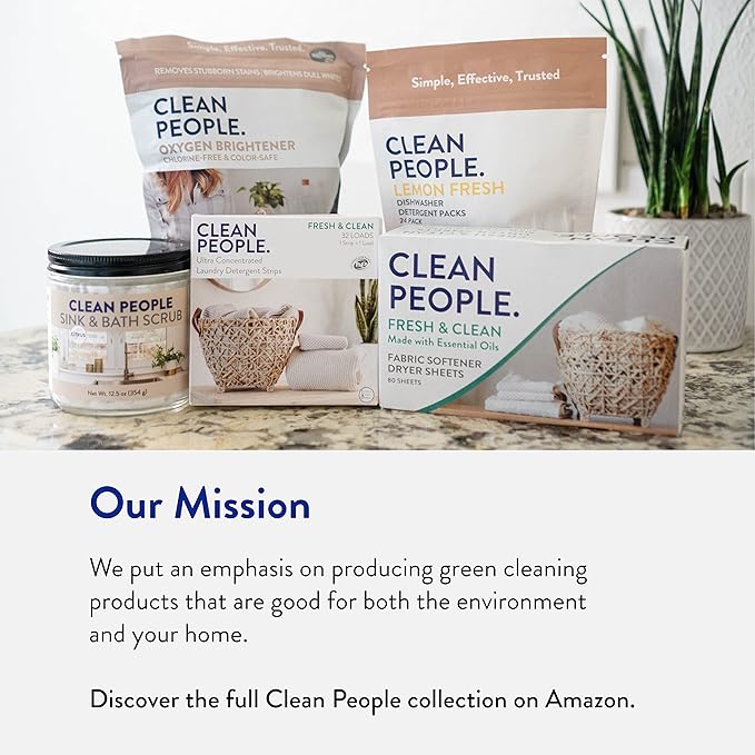 The Clean People Fabric Softener Sheets - Dryer Sheets - Softens & Removes Static - Vegan Laundry Softener With Essential Oils - Fresh 360 Pack