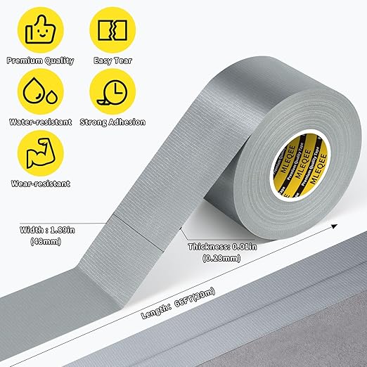 Cloth Duct Window Seal Strip Tape for Winter, 1.89in x 66FT, Weather Stripping Sealing Insulation Tape for Windows and Door, Easy Tear Sealer Draft Blocker Silver