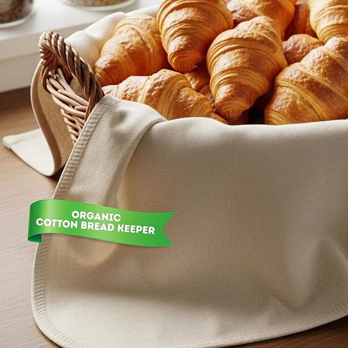 WHITEWRAP Unbleached Flour Sack Towels for Bread Proofing – Thick Cotton Baking Cloth for Baguettes, Ciabatta & Pastries – Reusable 28"x28" Towels, Set of 6