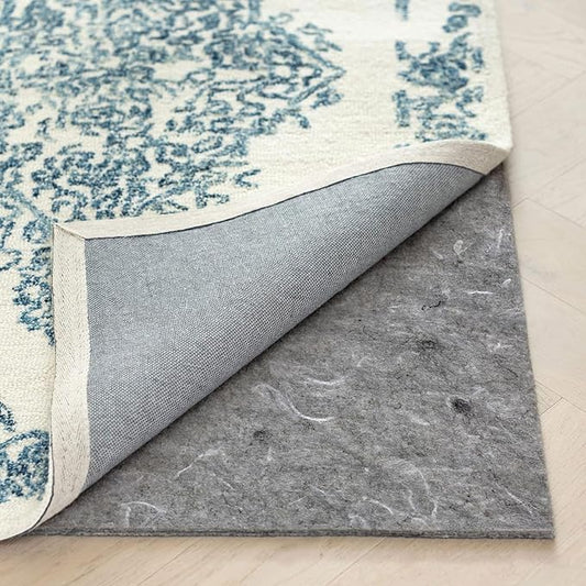 RUGPADUSA - Dual Surface - 4' Round - 1/8" Thick - Felt + Rubber - Non-Slip Backing Rug Pad - Adds Low-Profile Comfort and Protection