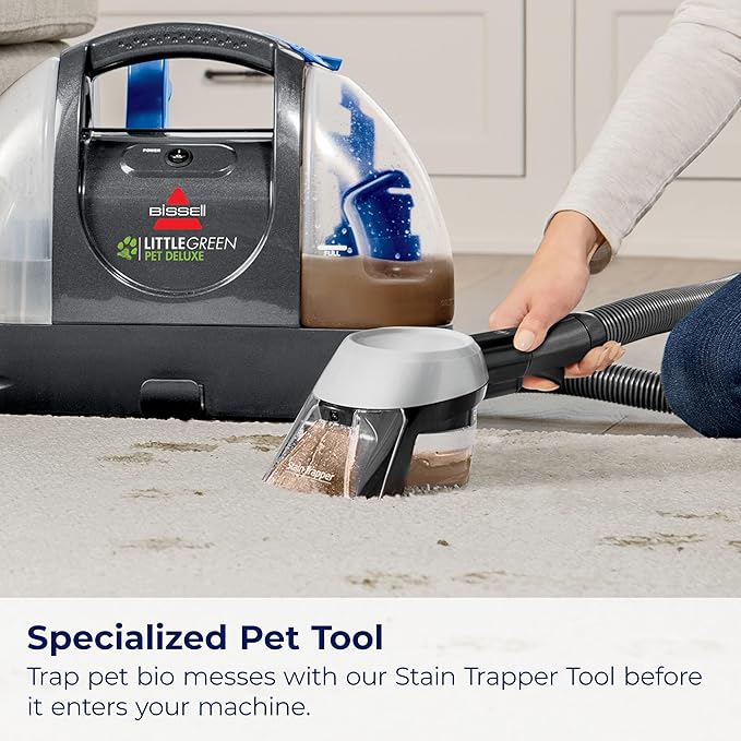 BISSELL Little Green Pet Deluxe Portable Carpet Cleaner and Car/Auto Detailer, 3353, Gray/Blue