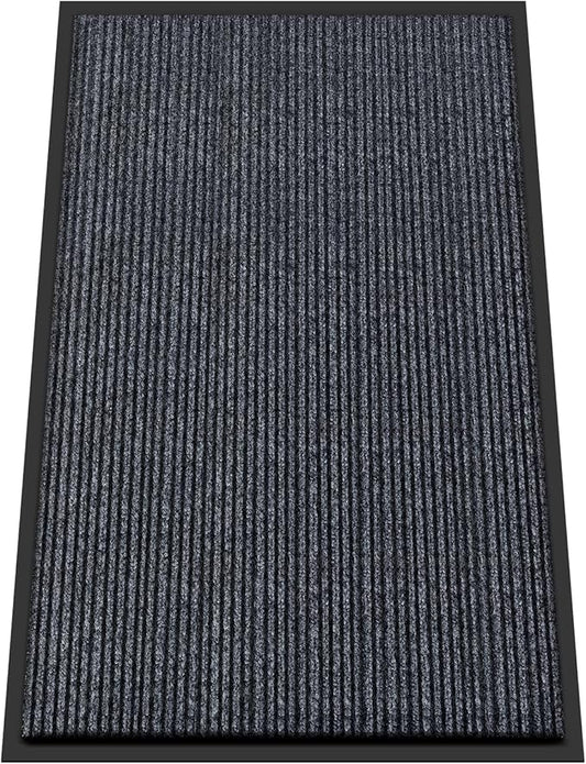 Kuyal Front Door Mat, 3'x5' Indoor Outdoor Entrance Mat, Commercial Floor Mats Inside Outside Entrance, Heavy Duty Durable Welcome Mats, Rubber Backing Non Slip Outdoor Mats for Entryway,Dark Gray