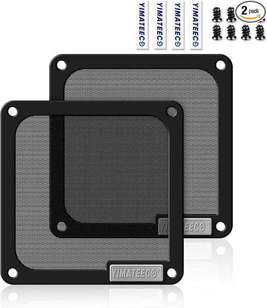 140mm PC Dust Filter for Computer Cooler Fan/PSU/Routers PVC 50 Mesh, Magnetic Dust Mesh Computer Fan Filter Grills with Screws Dustproof Case Cover (PVC V4.0, 140 * 140mm, 2pcs, Black)