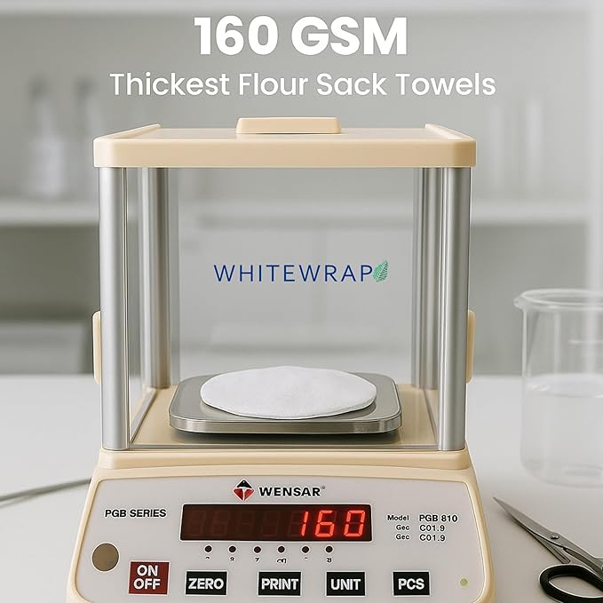 WHITEWRAP Flour Sack Towels 18x28 – 100% Cotton (Pack of 3), Reusable Kitchen Tea Towels for Baking, Crafts, Embroidery Ideas