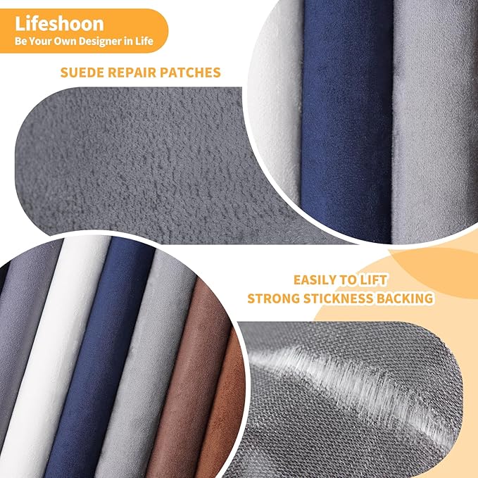 Fabric Repair Patches, 17X158 Inch Self-Adhesive Suede Patches Tape Durable, DIY Large Fabric Repair for Sofa, Couches, Furniture, Chair, Clothing （17X158 Inch, Coffee）