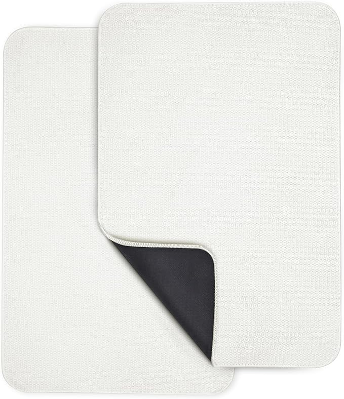 Bath Mat,Ultra Thin Bathroom Rugs,Rubber Bath Mats for Bathroom,No Slip Bath Rugs,Quick Dry,Machine Washable,Low Pile,Absorbent,Shower Outside,Sink,Home Decor Accessories.White,1'5"x2'3"(2 Pack)