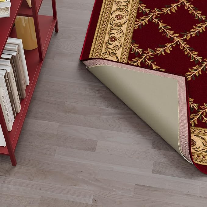 Ottomanson 7'8" x 10' Non-Slip Rug Pad Gripper 1/12 Inch Ultra Thin Dual Surface Felt + Rubber Gripper - Safe for All Floors, Cream