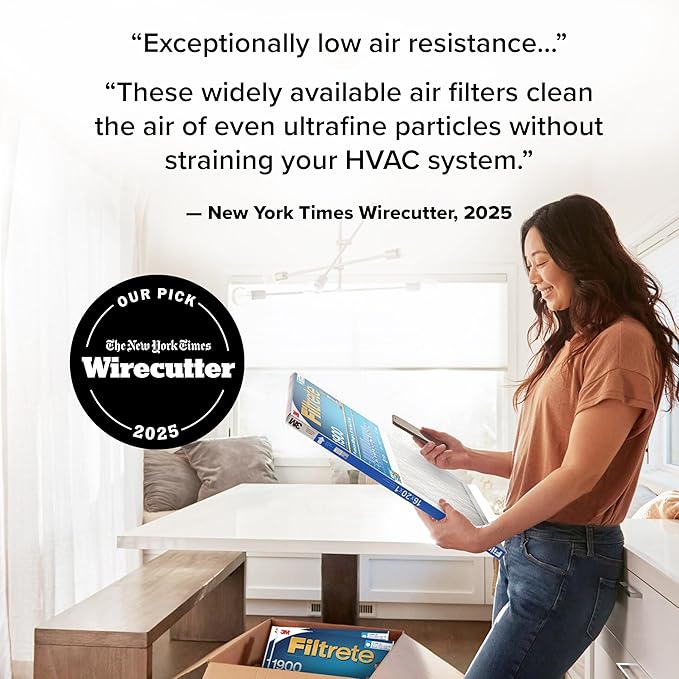 Filtrete 20x30x1 AC Furnace Air Filter, MERV 13, MPR 1900, Premium Allergen, Bacteria & Virus Filter, 3-Month Pleated 1-Inch Electrostatic Air Cleaning Filter, 6-Pack (Actual Size 19.81x29.81x0.78 in)