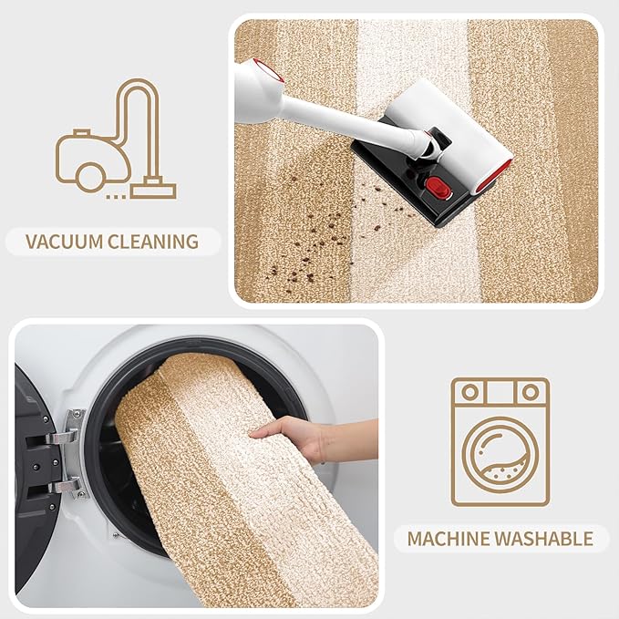 Kitinjoy Indoor Outdoor Door Mat, 32x20 Non-Slip Absorbent Dirt Trapper, Low-Profile Washable Inside Entrance Front Floor Mat, Sturdy Soft Entry Doormats for Entryway, Beige