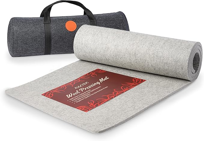 Extra Large Wool Pressing Mat 22" x 60" with Carrying Case – 100% New Zealand Wool Ironing Pad for Quilting, Sewing & Embroidery – Heat Retaining & Double-Sided Pressing Surface